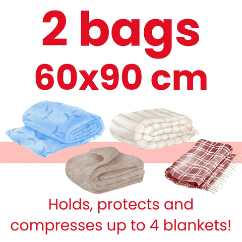Lavatelli 2 Pack Vacuum Storage Bags 60 x 90 cm (23.6 x 35.4 in) – Space Saver Compression Bags for Clothes, Blankets & Duvets – Anti-Mildew