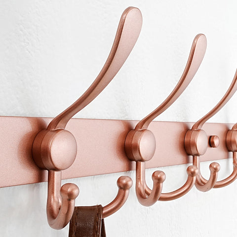 Dseap Coat Rack Wall Mounted - 5 Tri Hooks, Heavy Duty, Stainless Steel, Metal Coat Hook Rail for Coat Hat Towel Purse Robes Mudroom Bathroom