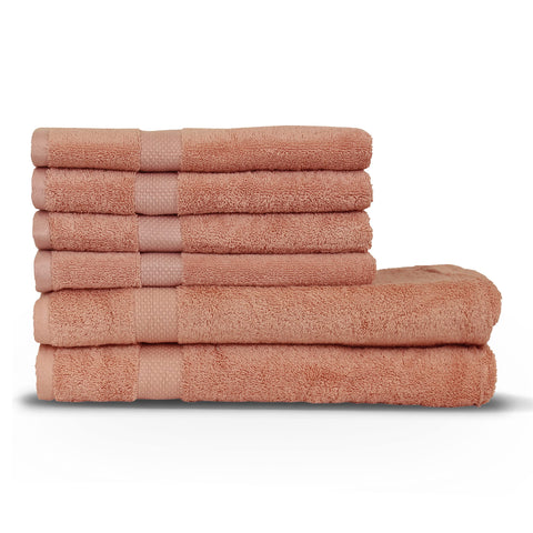 Yard The Linen Loft 6 Piece Hand Towel/Bath Sheet Bale, Cotton, Blush