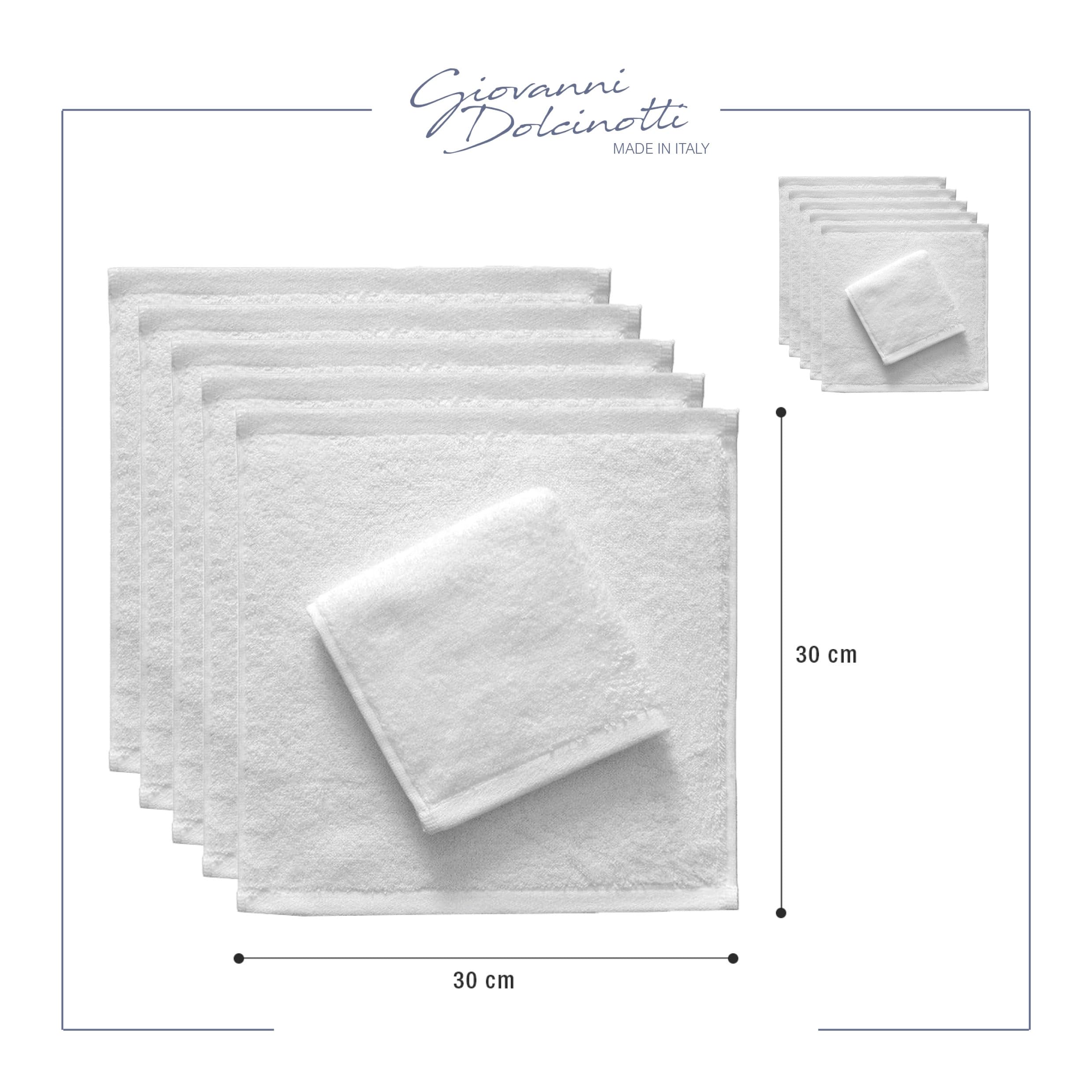 Giovanni Dolcinotti | Set of 12 Face Towels in 100% Cotton – 30 x 30 cm – Extra Absorbent and Quick Drying – for Bathroom, Spa and Gym – White