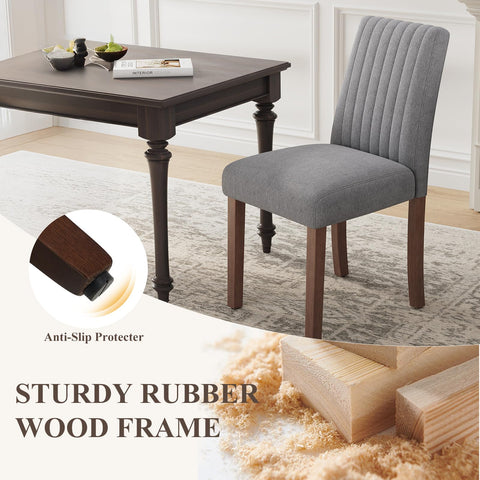 COLAMY Dining Chairs Set of 6 with Thick Seat Cushion, Fabric Chairs for Dining Room with Wood Legs and Ergonomic High Back