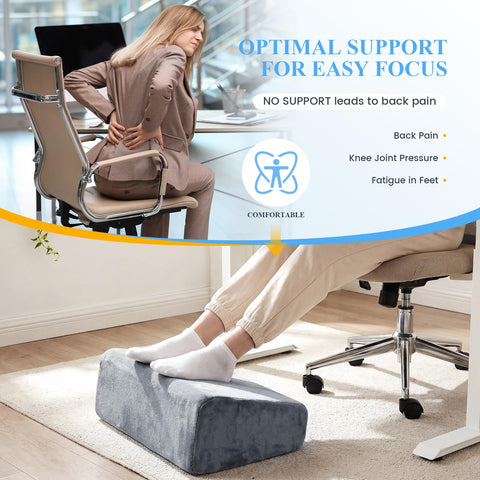 Adjustable Foot Rest Under Desk for Office, Ergonomic Memory Foam Foot Rest with 3 Height Settings, Washable Cover Desk Footrest for Home