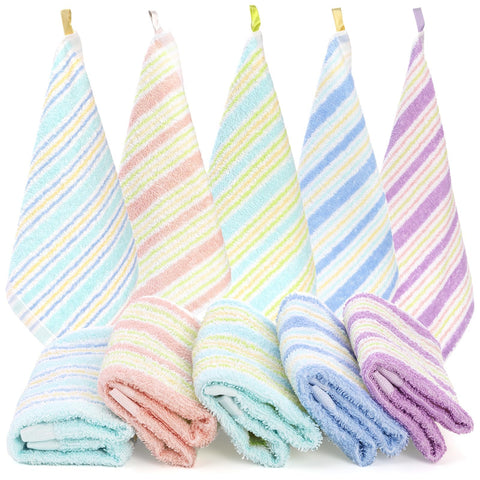 Pumtus 20 Pack Small Face Wash Cloths, 25x25 cm Cotton Soft Hand Towel, Comfortable Striped Fingertip Towel for Sensitive Skin