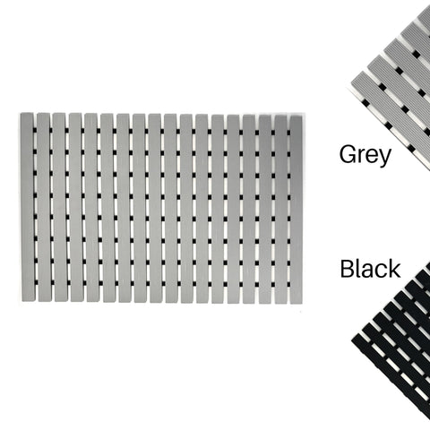 Nicoman Shower Mat Non-Slip Bath Drainage Matt Slatted Duckboard Design| GREY - (64x43cm / 25x17 inches)