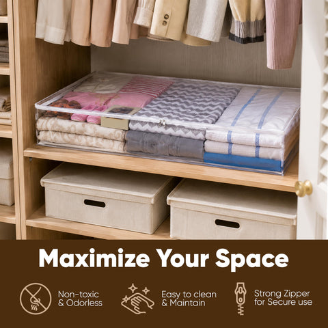 Masirs Clear Underbed Storage Bag, Durable Vinyl Material to Shield Your Contents from Dust, Dirt and Moisture