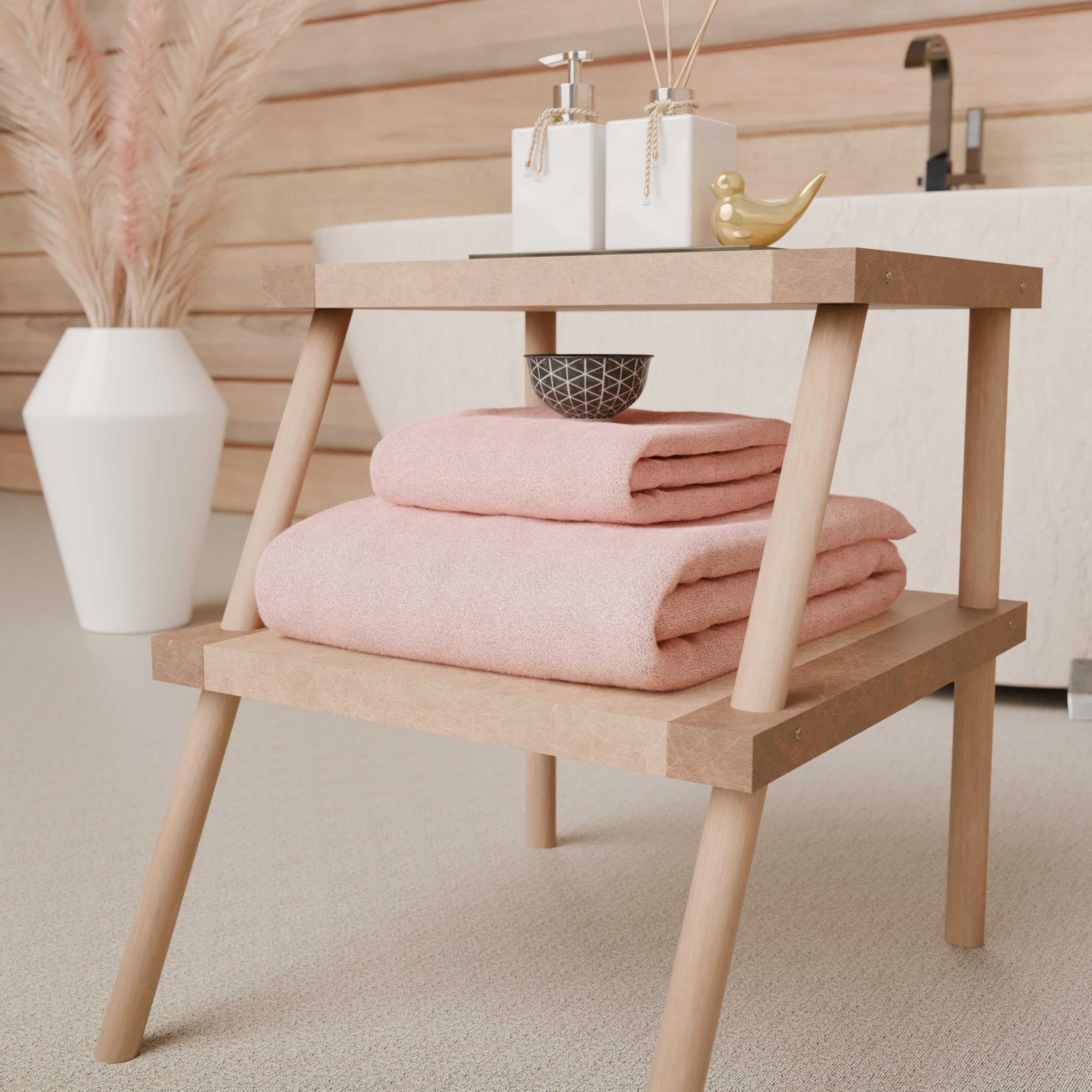 PETTI Artigiani Italiani - 100% Cotton Terry Bath Towels, 1+1 Towel Set, 2 Pieces 1 Face Towel and 1 Hand Towel, Pink Towels