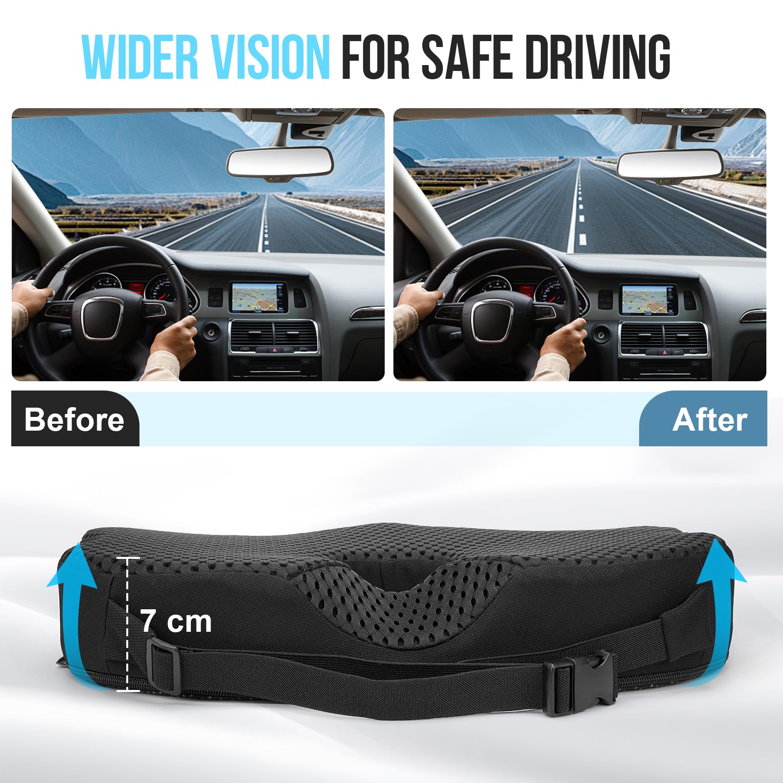 Arbanith Car Seat Cushion for Driving – Ergonomic Wedge Memory Foam Booster