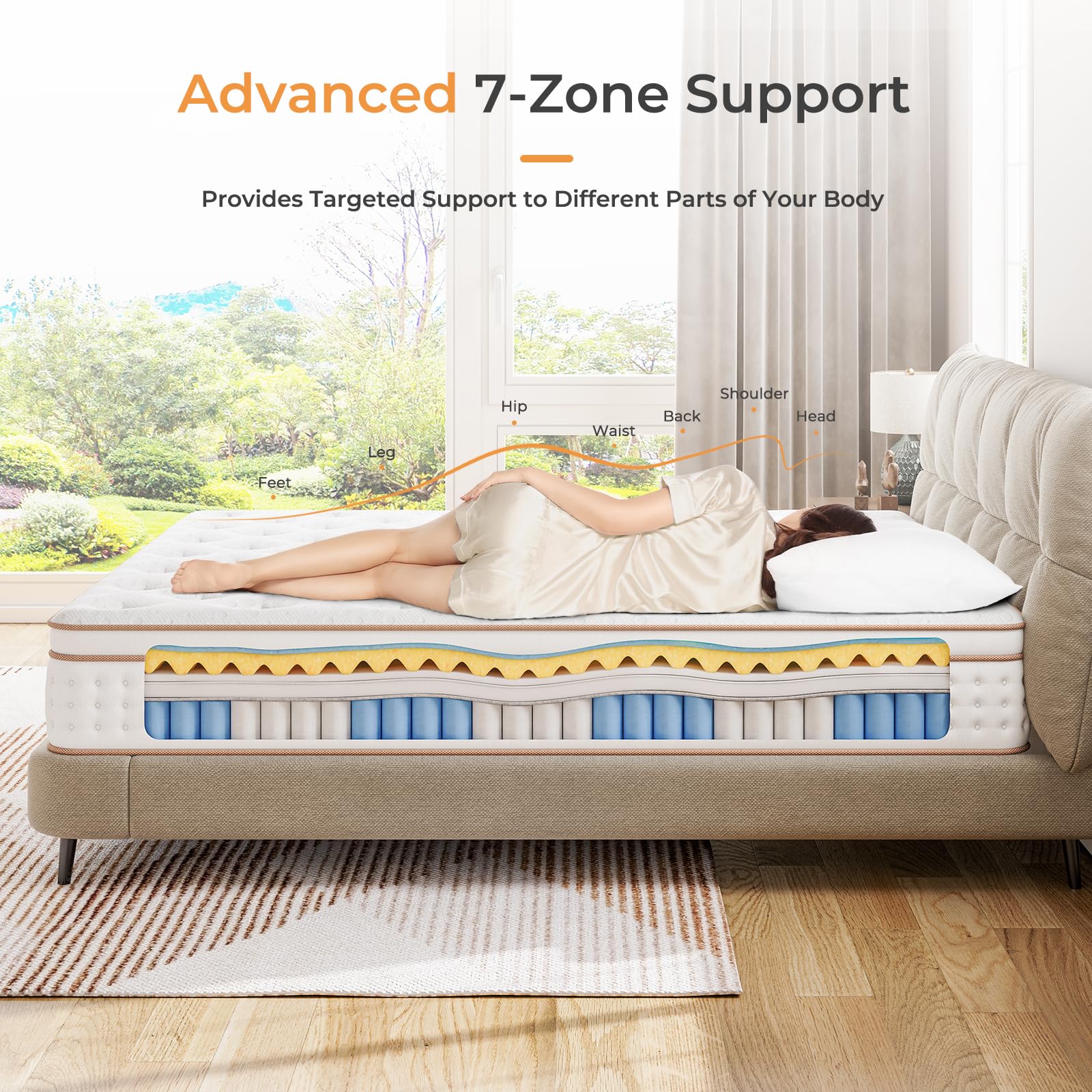 Vesgantti Mattress with Memory Foam Top 2FT6 Small Single Mattress 75x190cm