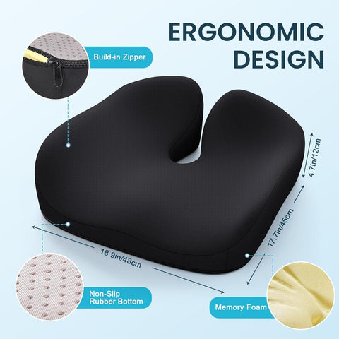 Benazcap Memory Foam Seat Cushions for Office Chair, Car Seat Cushion,Black
