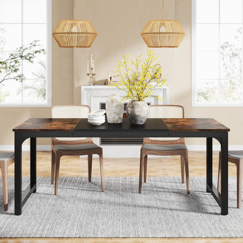 Tribesigns 180 x 80 cm Dining Table, Industrial Kitchen Table for 6-8 Person, Rectangular Dinner Table for Dining Room Kitchen Living Room