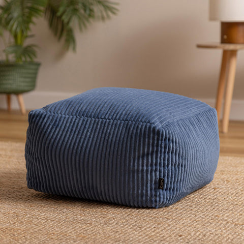 icon Amara Small Cord Bean Bag Footstool with Filling Included, Blue