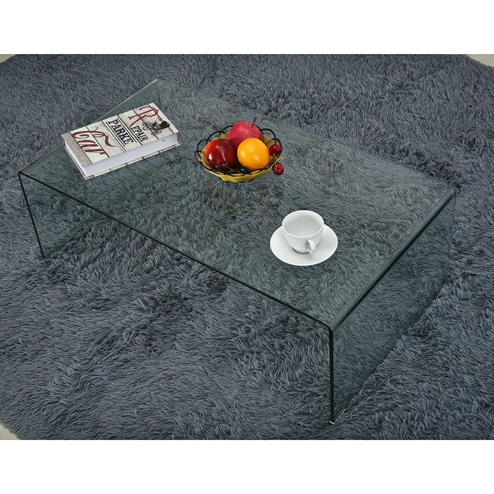 Panana Clear Tempered Glass Coffee Table 100cm Length Compact Living Room Side End Table