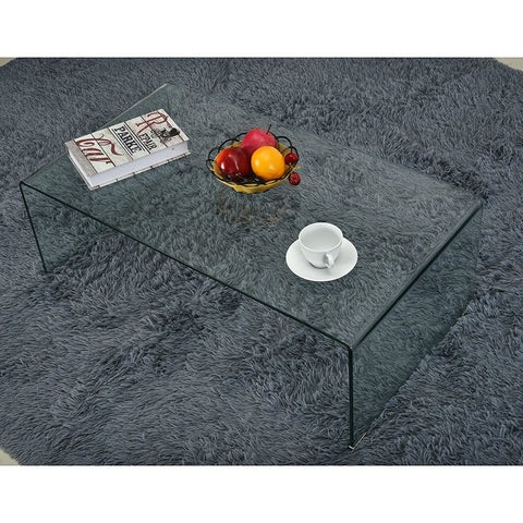 Panana Clear Tempered Glass Coffee Table 100cm Length Compact Living Room Side End Table