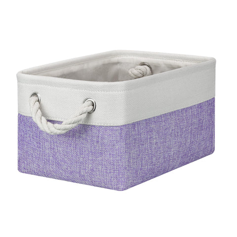 PWVMWM Small Storage Baskets with Rope Handles, Collapsible Fabric Storage Box, Small Linen Basket for Bedroom Bathroom Cupboards Shelves Wardrobe