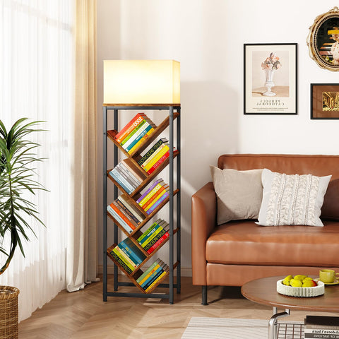 IBUYKE 9 Tier Tree Bookshelf with Top Shelf,Brown TBC002H