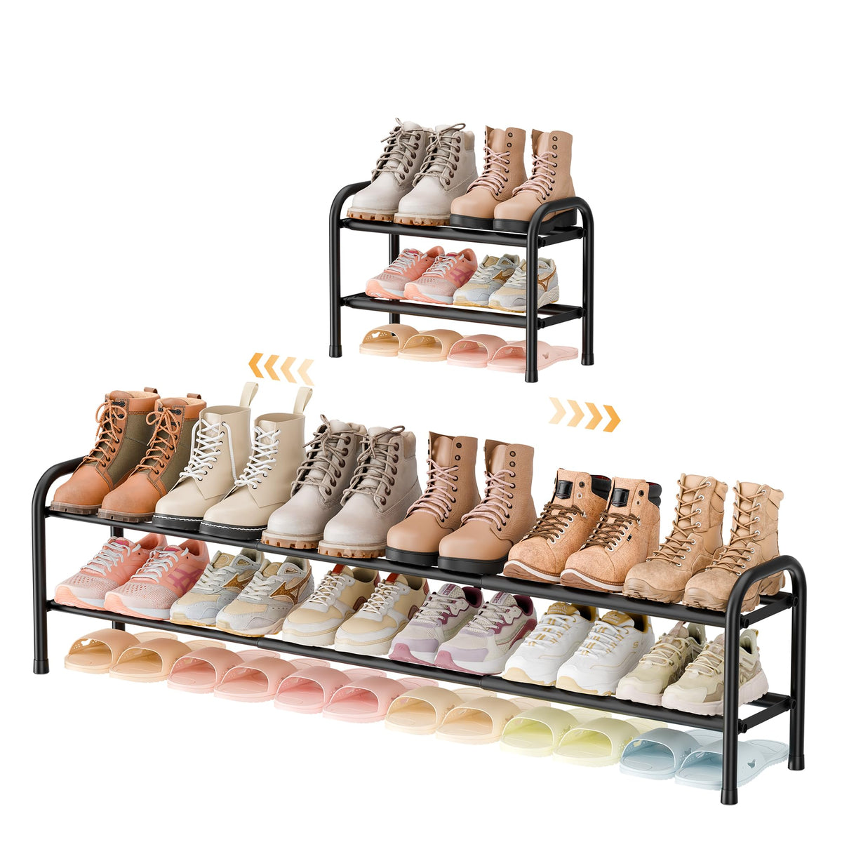 ENJOYBASICS 2 Levels Expandable Shoe Rack, Adjustable Metal Shoe Storage