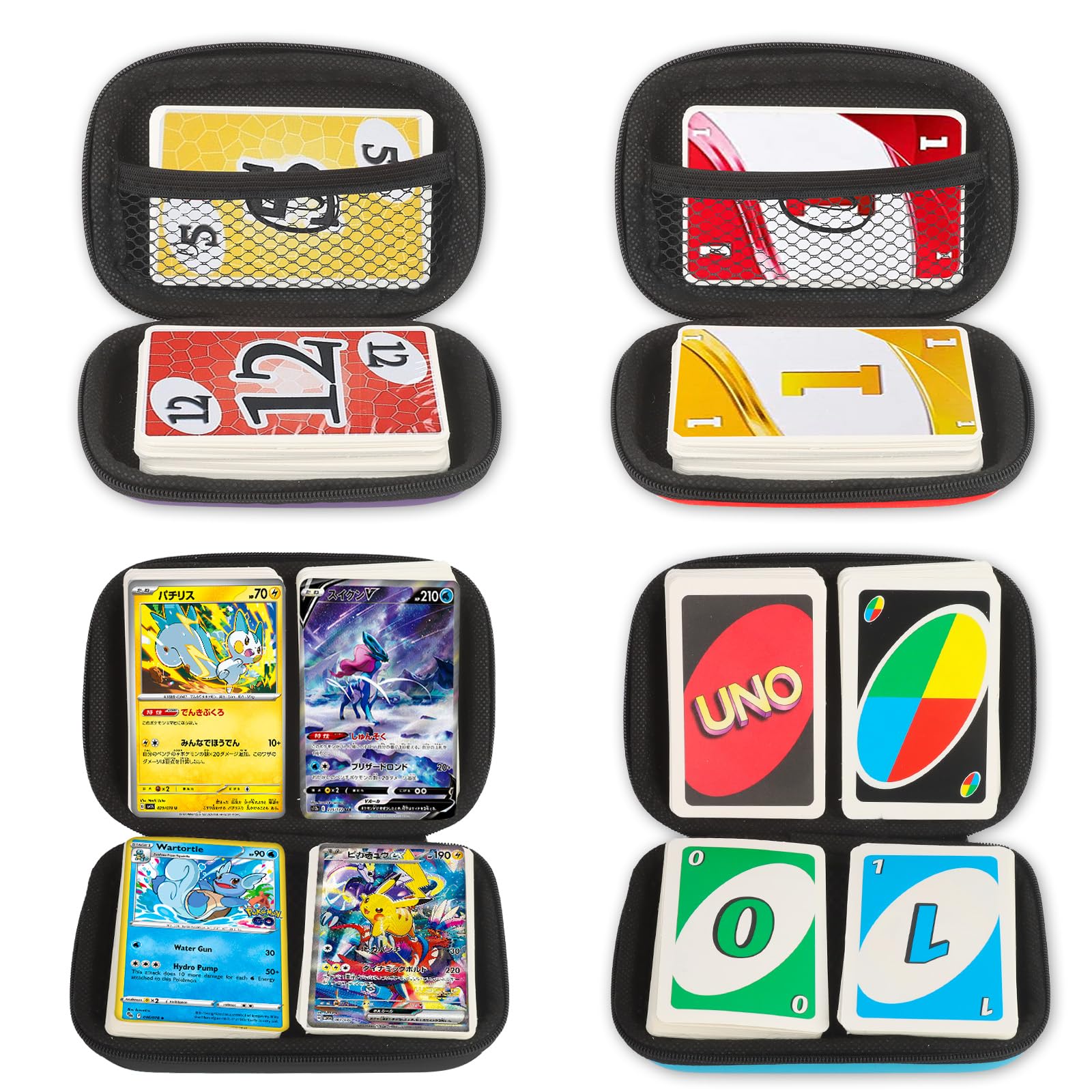 Set of 4 Card Boxes - Portable Case for 600+ Cards, Holds UNO, SKYJO, Phase 10, Cards Against Humanity
