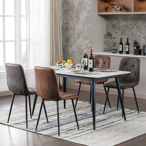 Set of 4 Dining Chairs for Dining Room, Faux Suede Kitchen Chairs, Gray