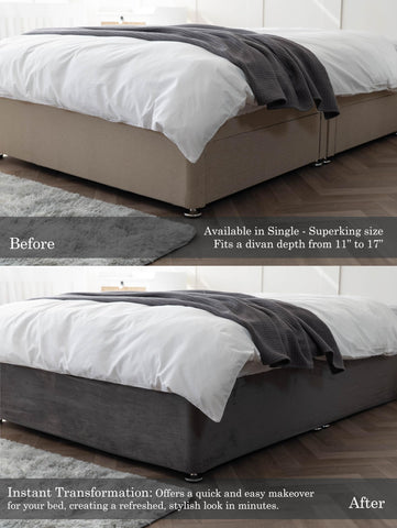 Belledorm 19" Extra Deep Base Wrap Valance Sheet - Transforms a drab looking bed base divan - Luxury Faux Suede (Cloud, King)