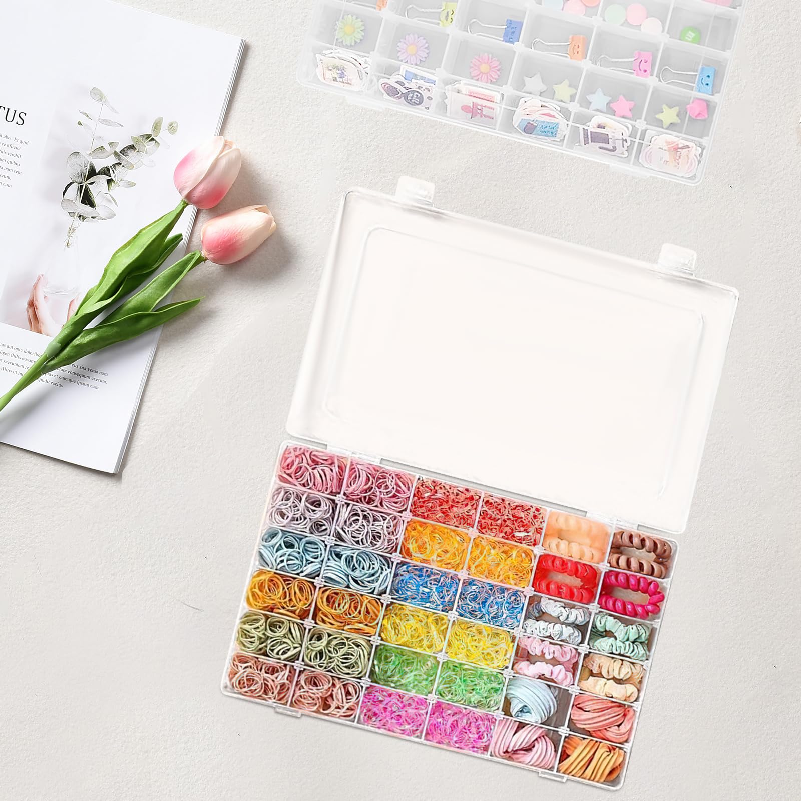 Woobroo 3 Pack 36 Compartment Storage Boxes with Adjustable Dividers – Transparent Stackable Plastic Organiser Box for Beads, DIY Crafts, Jewellery