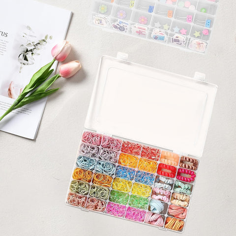 Woobroo 3 Pack 36 Compartment Storage Boxes with Adjustable Dividers – Transparent Stackable Plastic Organiser Box for Beads, DIY Crafts, Jewellery