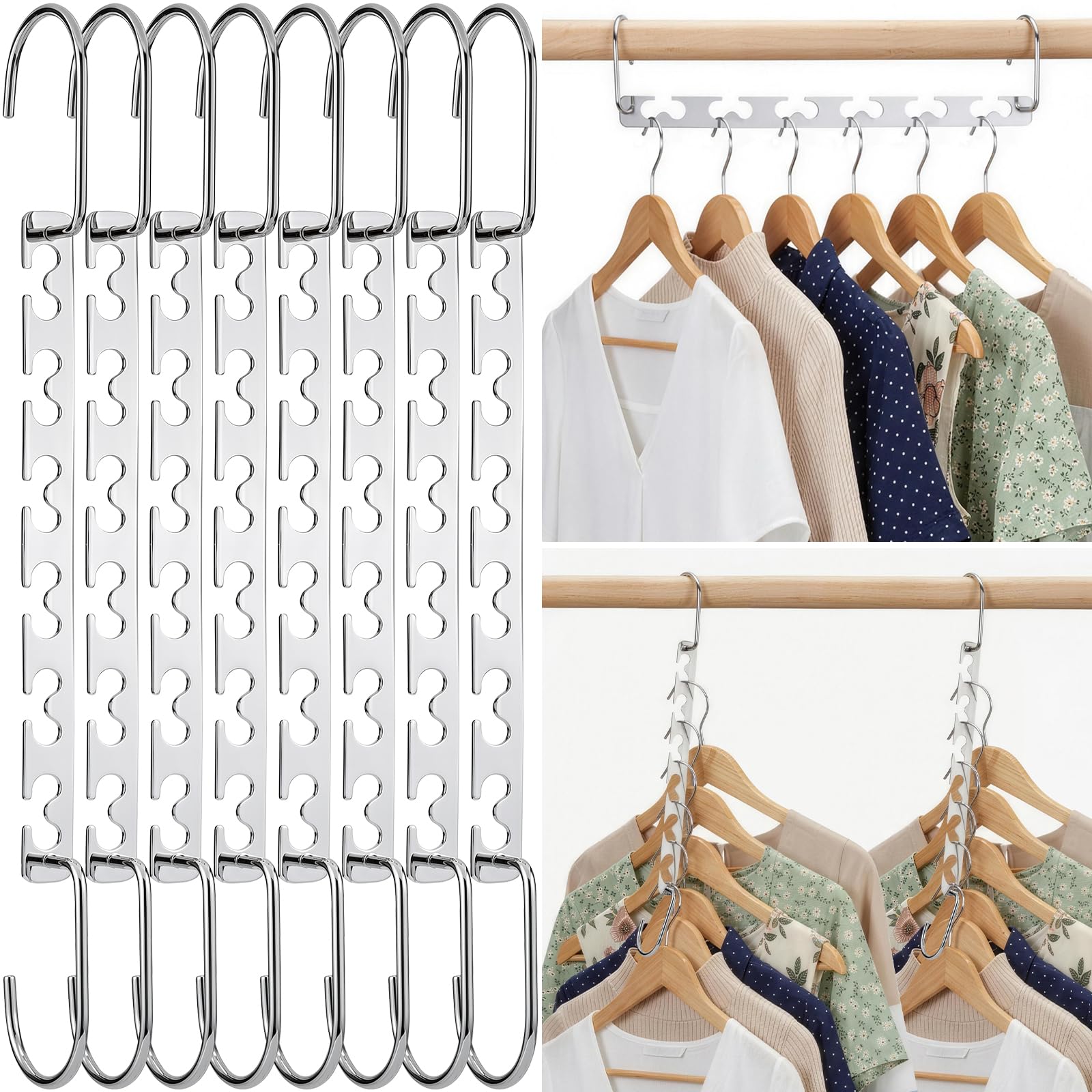 HOUSE DAY Space Saving Magic Hangers Pack of 20 Magic Hangers Metal Hanger Oragnizer Closet Space Saver Hangers