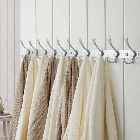 Dseap Coat Rack Wall Mount - 96cm Long 10-Tri-Hooks Heavy Duty Coat Hanger Rail Wall Hooks for Hanging Coats Hats Clothing Clothes Purse Mudroom