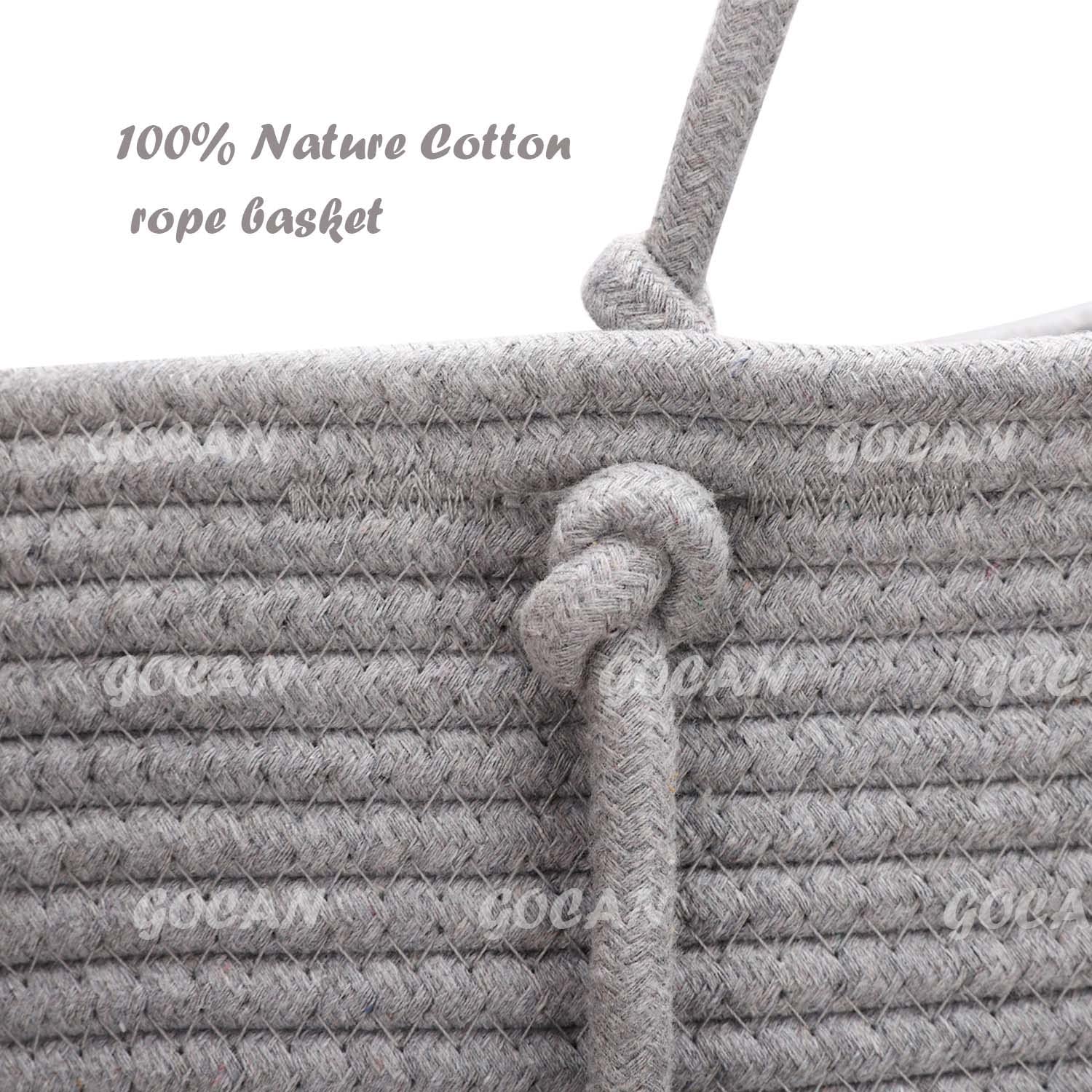 GOCAN 3-Tier Over Door Cotton Rope Woven Hanging Storage Basket(Grey)