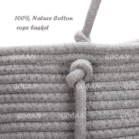 GOCAN 3-Tier Over Door Cotton Rope Woven Hanging Storage Basket(Grey)