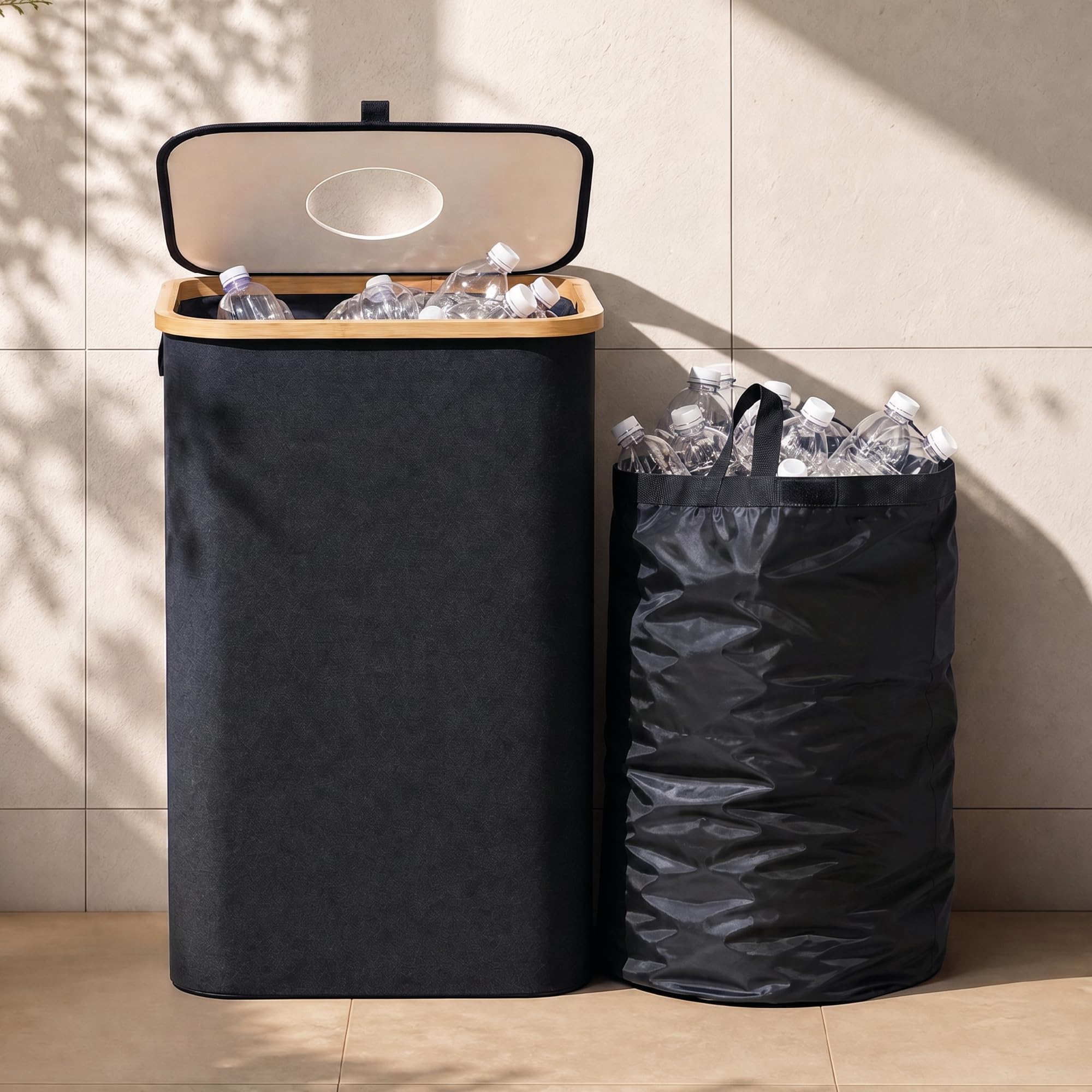 Recycling Bins for Kitchen - Recycle Bin with Lid - Foldable Container Set