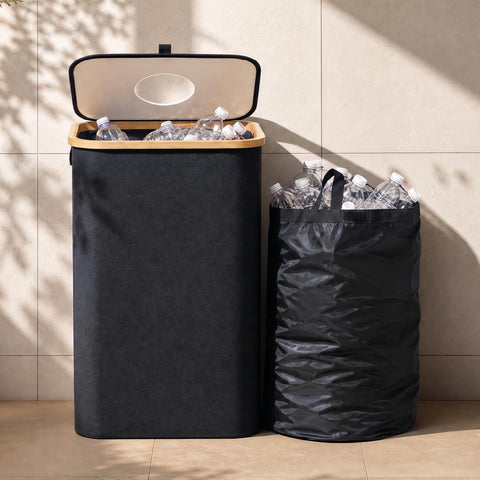 Recycling Bins for Kitchen - Recycle Bin with Lid - Foldable Container Set