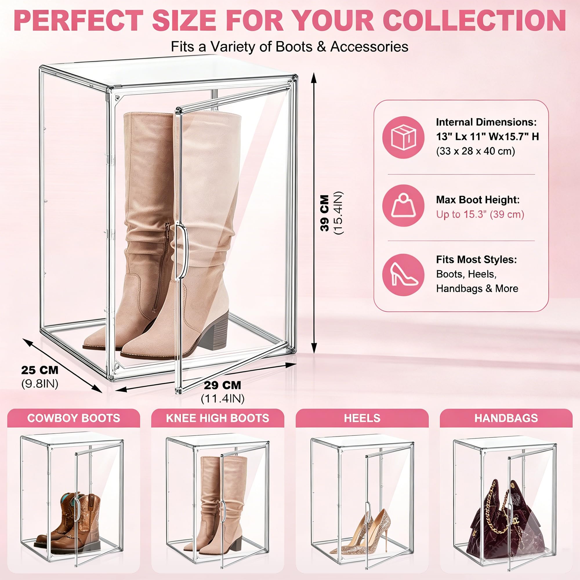 EZJOB Clear Ankle Boot Storage Boxes, Stackable Organiser, 1 Pack
