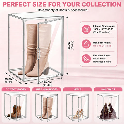 EZJOB Clear Ankle Boot Storage Boxes, Stackable Organiser, 1 Pack