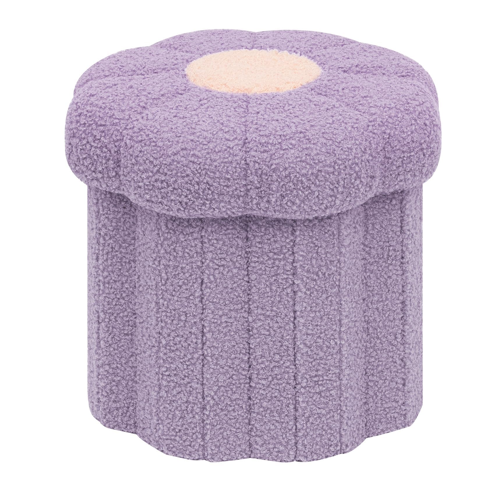 PINPLUS Small Folding Storage Ottoman with Lid, 32x32x29 cm, Purple