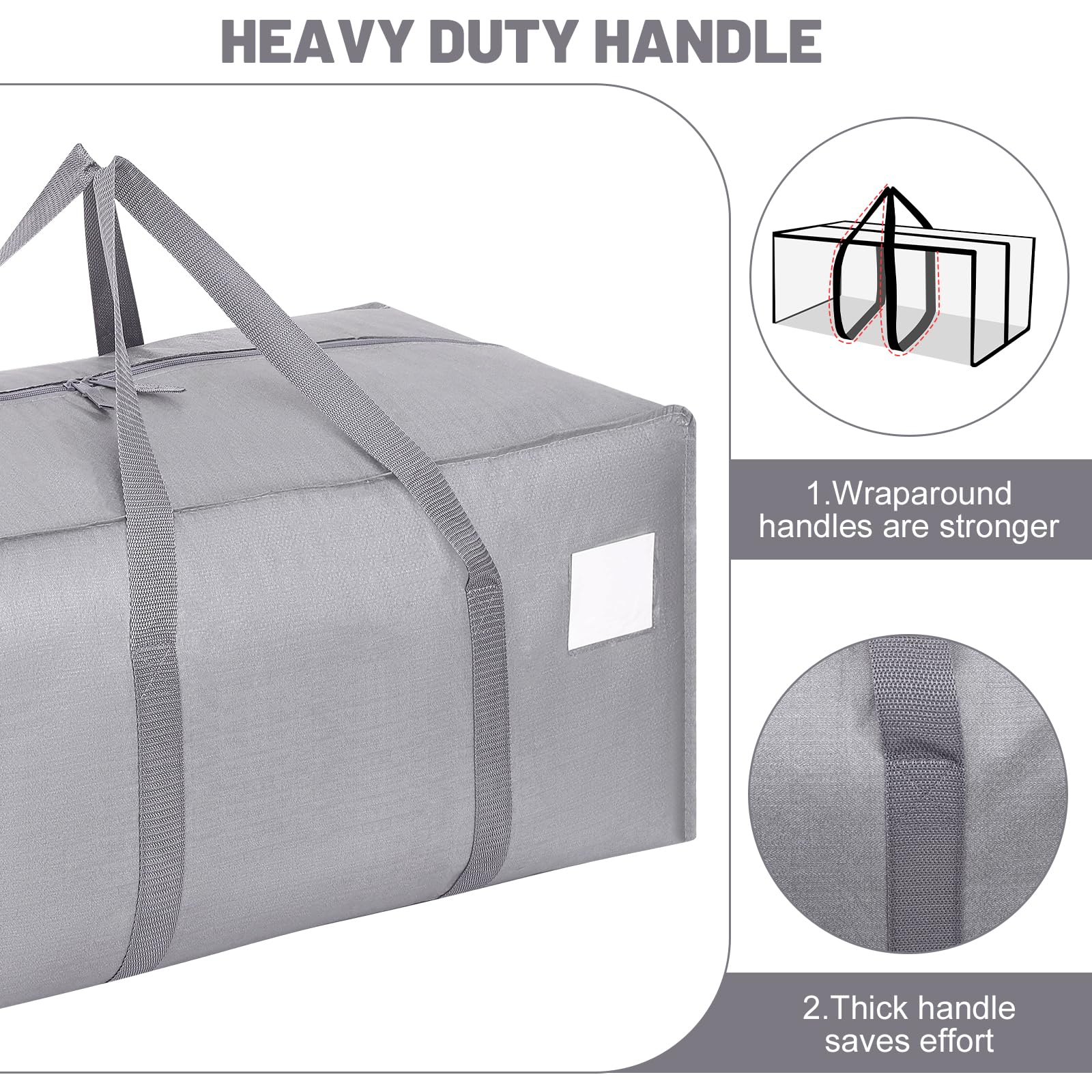 Dntorx 8 Pack 90L Moving Bags, Waterproof Storage Totes, Grey