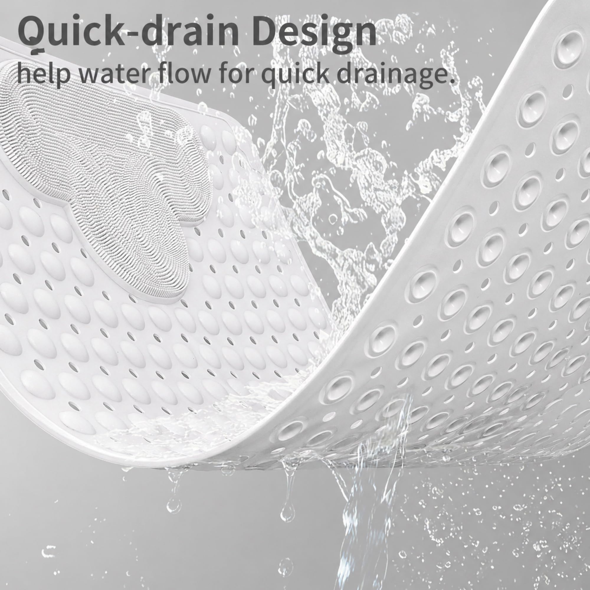 Venuso Shower Mat Non Slip Anti Mould, 80x80 cm Non Slip Bath Mat with Foot Massage Area