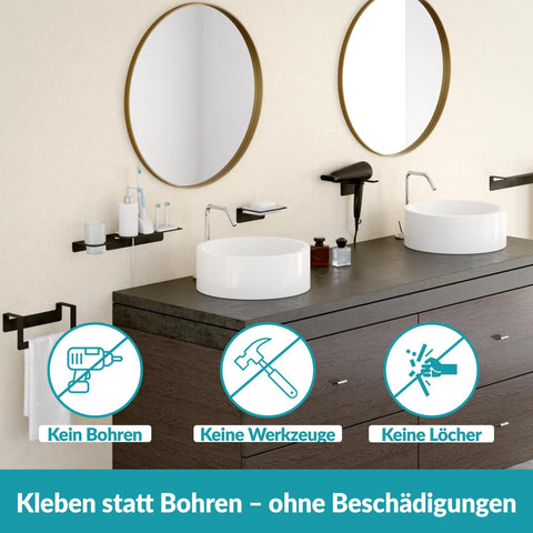WEISSENSTEIN Soap Dish self adhesive - 100% Stainless steel and glas - Wall mounted bathroom accessories
