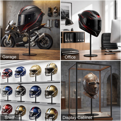 JOOM Freestanding Helmet Stand Metal Motorcycle Holder Rack Desktop Black