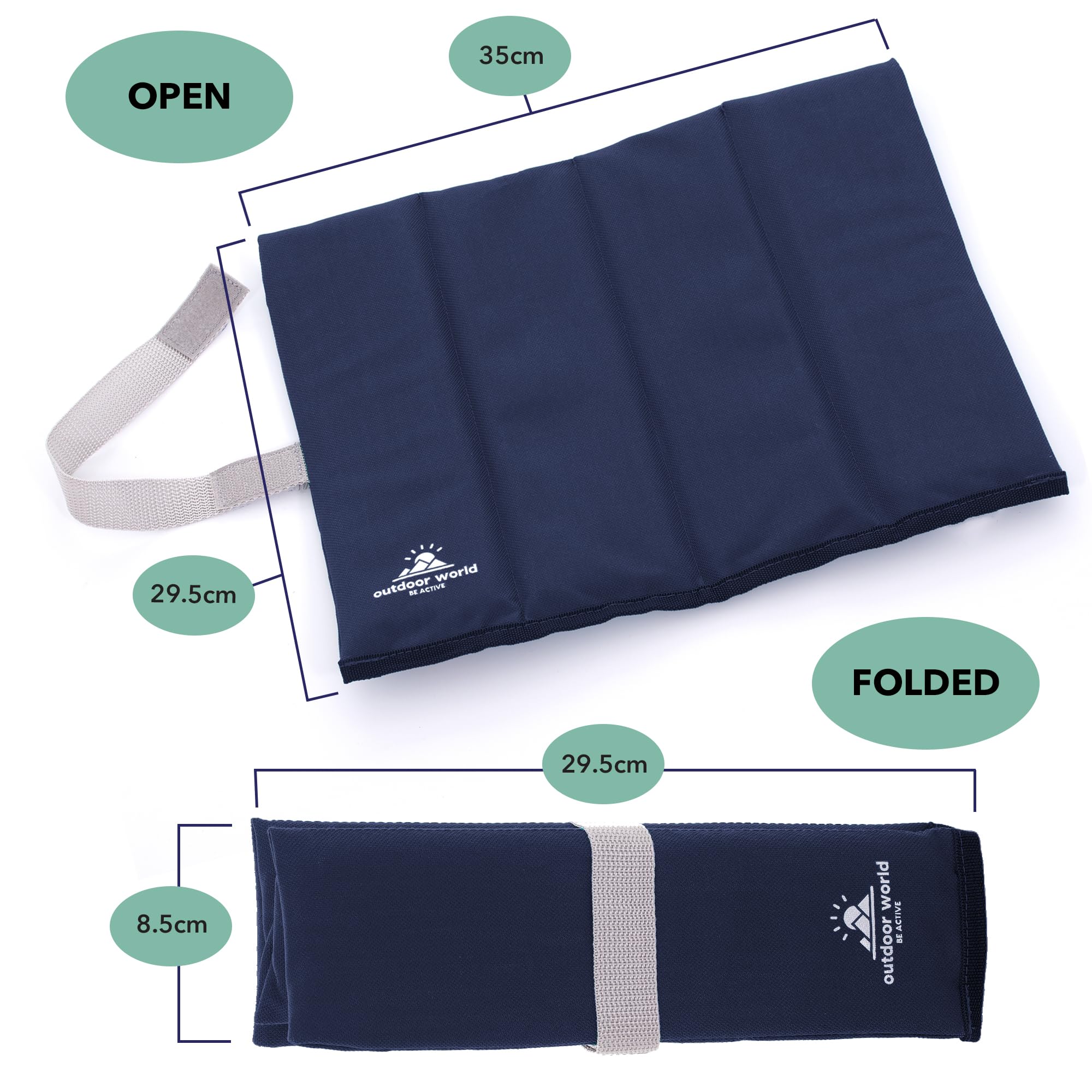 2 x Outdoor World Folding Sit Mats – Lightweight Waterproof Foam Seat Pad for Camping, Hiking, Festivals & Picnics