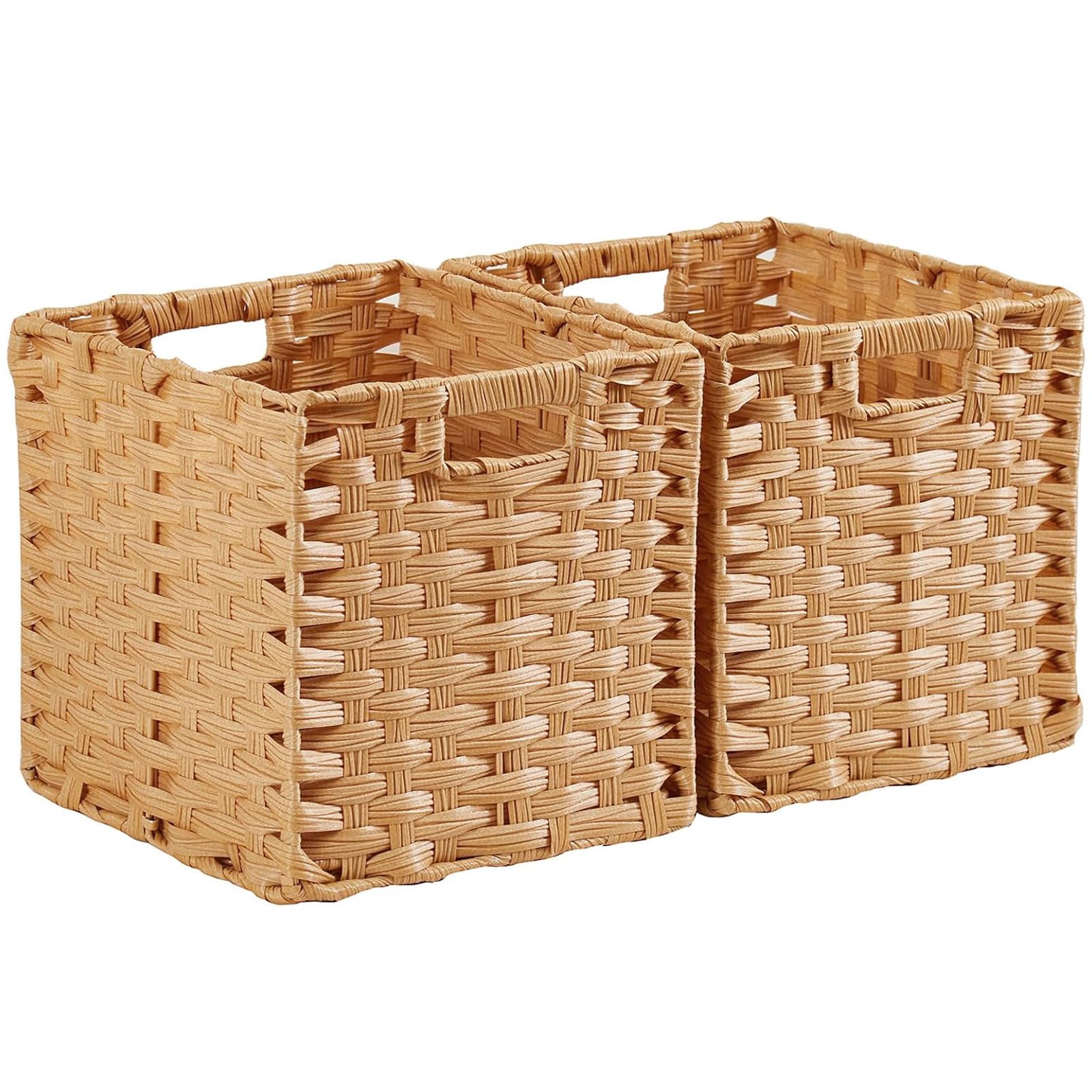 Mangata 28 cm Storage Cube Boxes for 30 cm Closet, Rattan Effect Storage Baskets, Wicker Woven Polyrattan Material Closet Organizer, 28x28x28 cm
