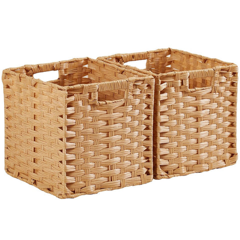 Mangata 31 cm Storage Cube Boxes for 33 cm Closet, Rattan Effect Storage Baskets, Wicker Woven Polyrattan Material Closet Organizer, 31x31x31 cm