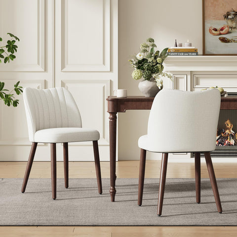MALOL Upholstered Dining Chairs Set of 2, Fabric Chairs for Dining Room with Solid Wood Legs and Thick Seat Cushion
