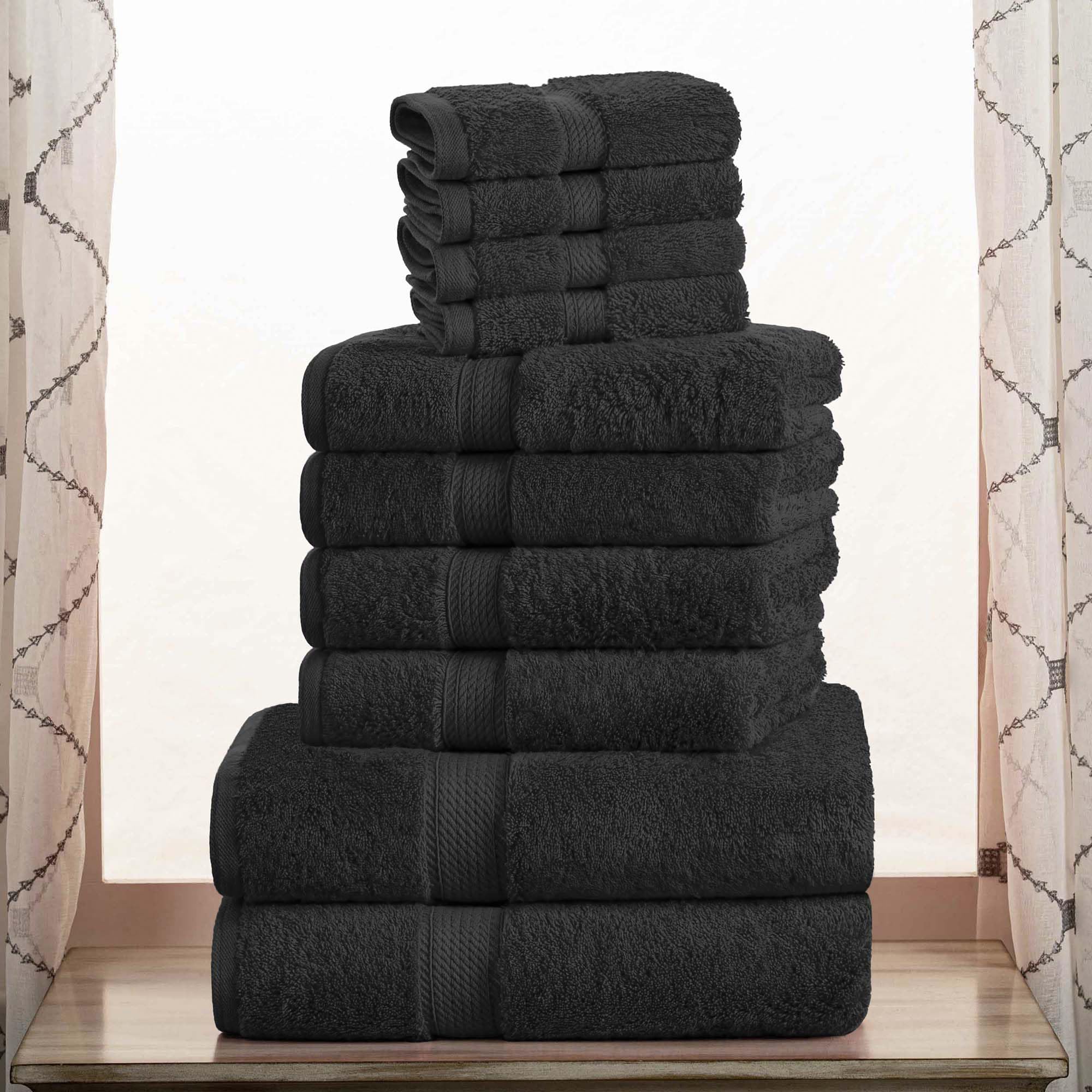 Superior Egyptian Cotton Pile 10 Piece Towel Set, Includes 2 Bath, 4 Hand, 4 Face Towels/Washcloths, Ultra Soft Luxury Towels, Thick Plush Essentials
