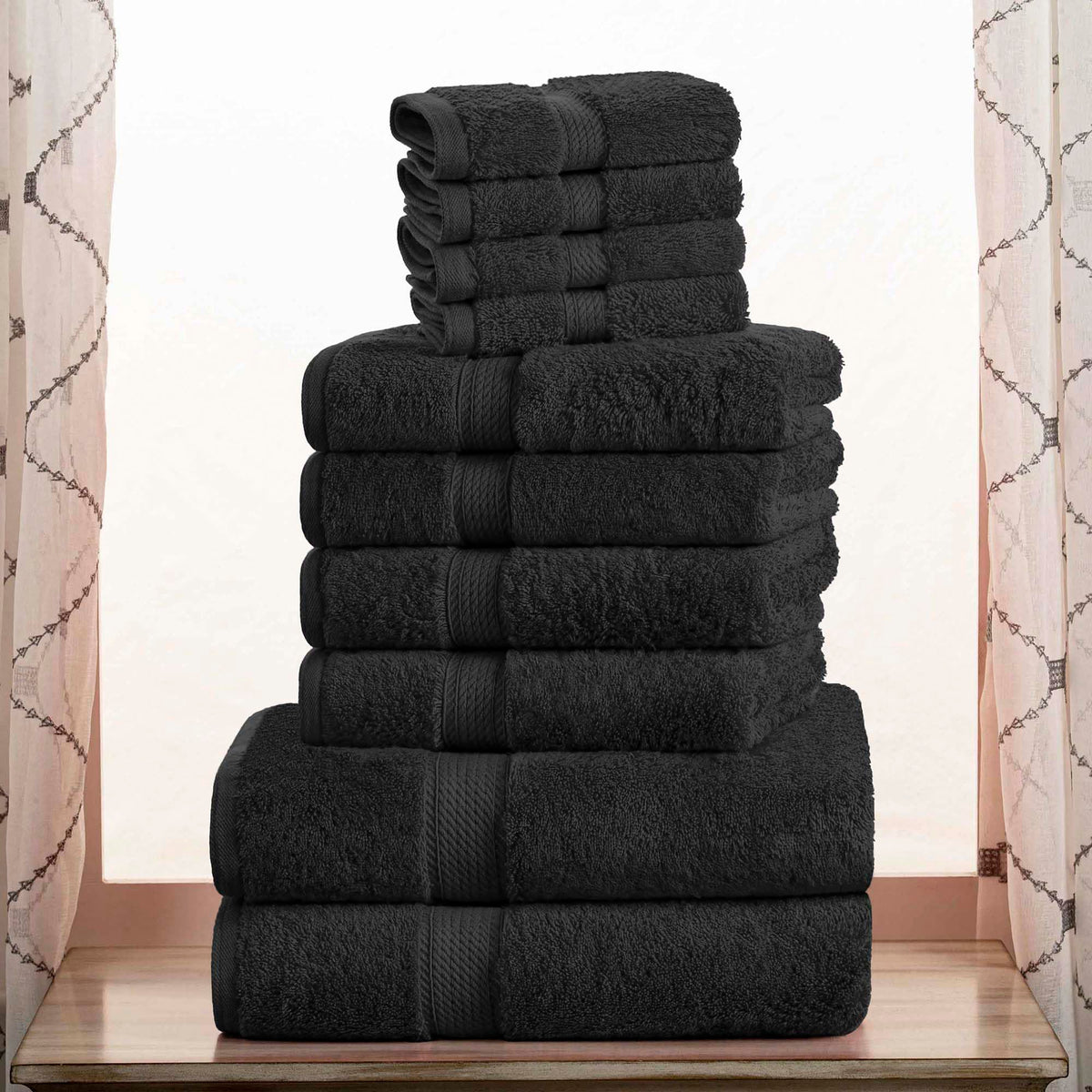Superior Egyptian Cotton Pile 10 Piece Towel Set, Includes 2 Bath, 4 Hand, 4 Face Towels/Washcloths, Ultra Soft Luxury Towels, Thick Plush Essentials