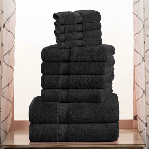 Superior Egyptian Cotton Pile 10 Piece Towel Set, Includes 2 Bath, 4 Hand, 4 Face Towels/Washcloths, Ultra Soft Luxury Towels, Thick Plush Essentials