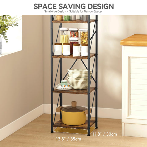 YITAHOME Bookcase, 5 Tier Industrial Shelving Unit, Wooden Shelves and Metal Frame, Display Storage Rack for Living Room, Home Office, Kitchen