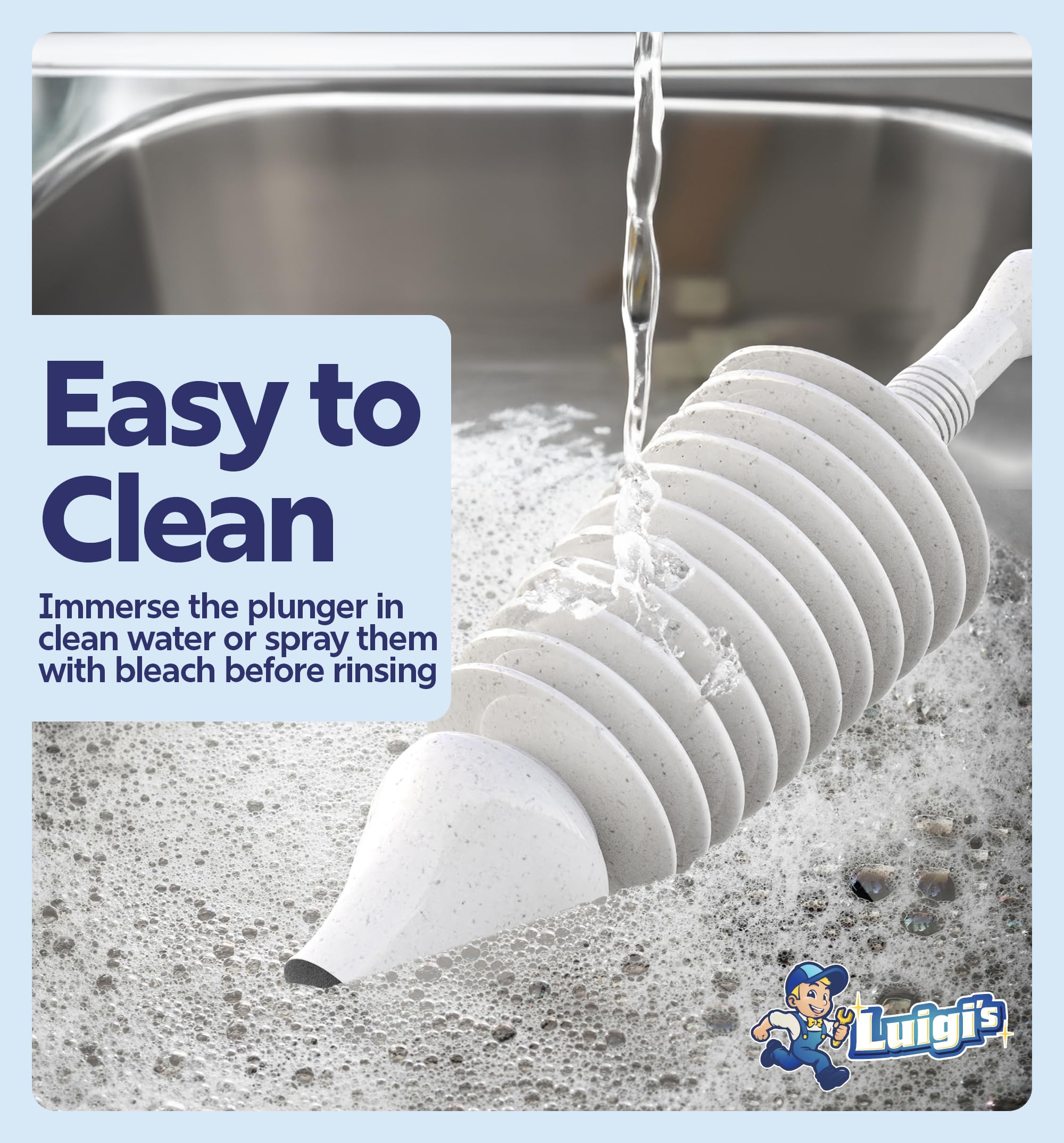 Luigi's World's Best Toilet Plunger - Plunger Toilet Unblocker Heavy Duty - Plungers for Unblocking - Unique Strongest Unblocker Tool