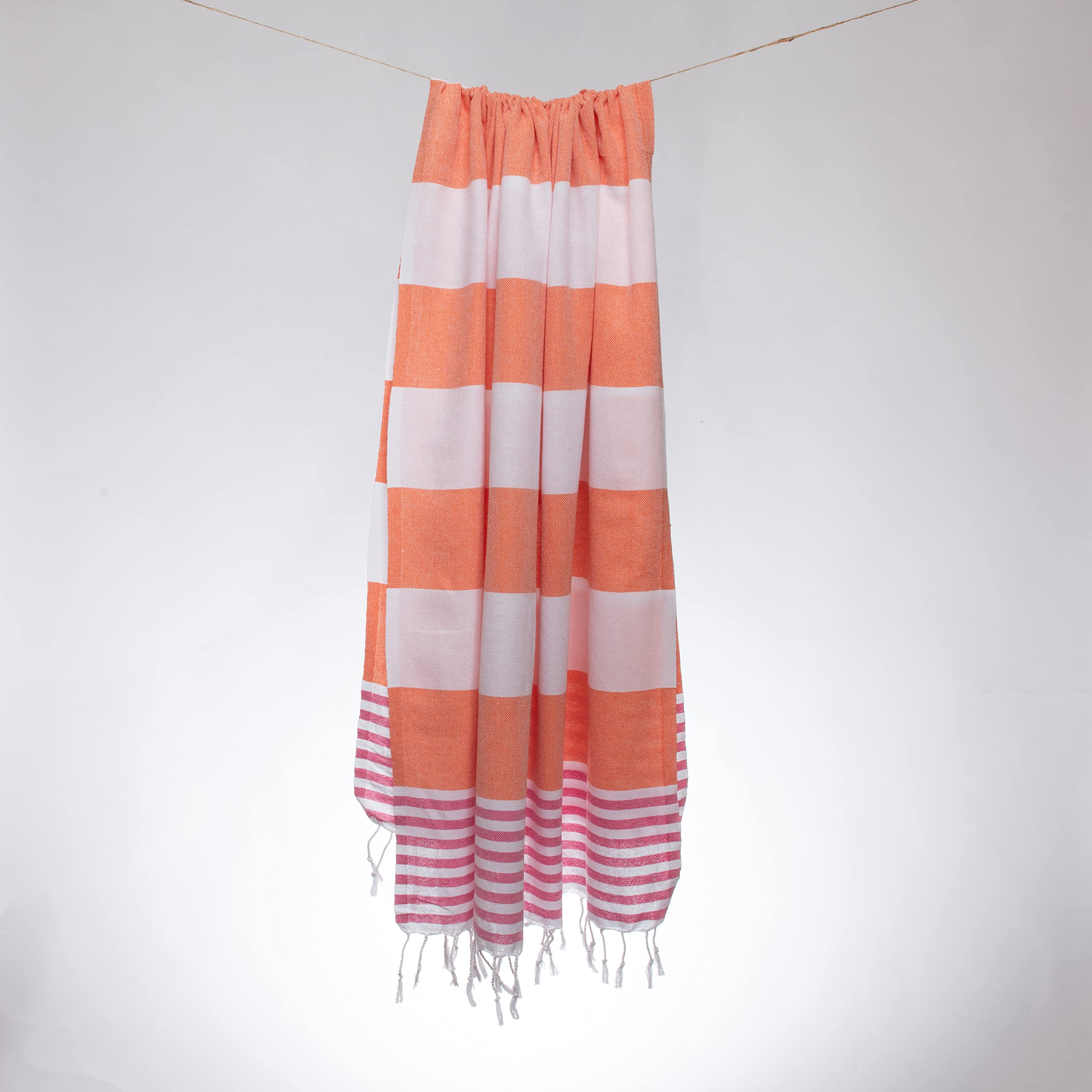 Blue Beach Turkish Towel - 100x180cm Large Turkish Hammam Peshtemal Towel - Super Absorbent, Quick Dry, Lightweight, Compact Towels for Swimming