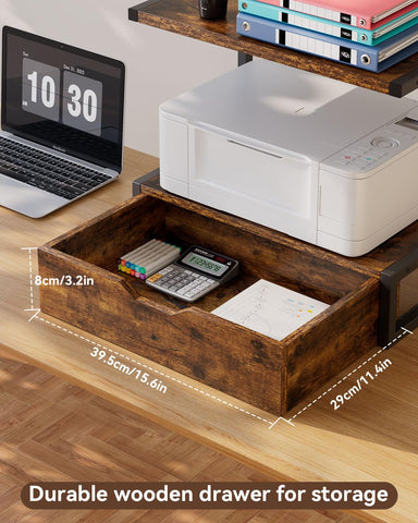 IBUYKE 2 Tier Desktop Printer Stand,Printer Table with Storage Shelf,Multi-Purpose Desk Organizer for Folders,Books,for Fax Machine
