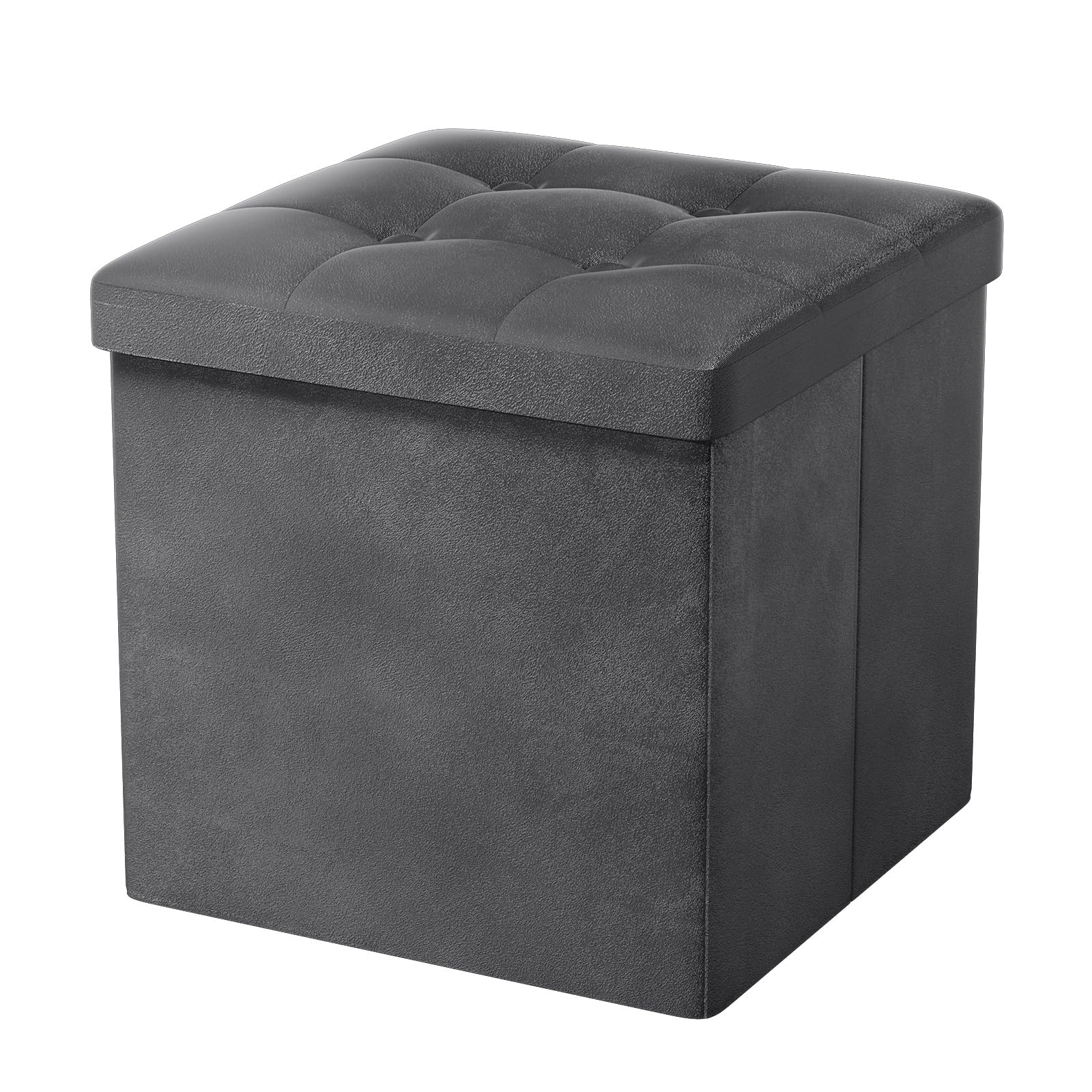 Oak & Tea Storage Ottoman, Foldable Storage Bench, Small Footrest, Cube Storage Unit, 1 Storage Boxes with Lid, Footstool
